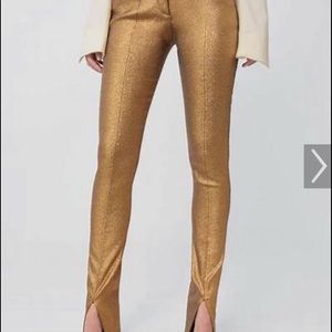 Victoria Beckham gold foil split front trousers